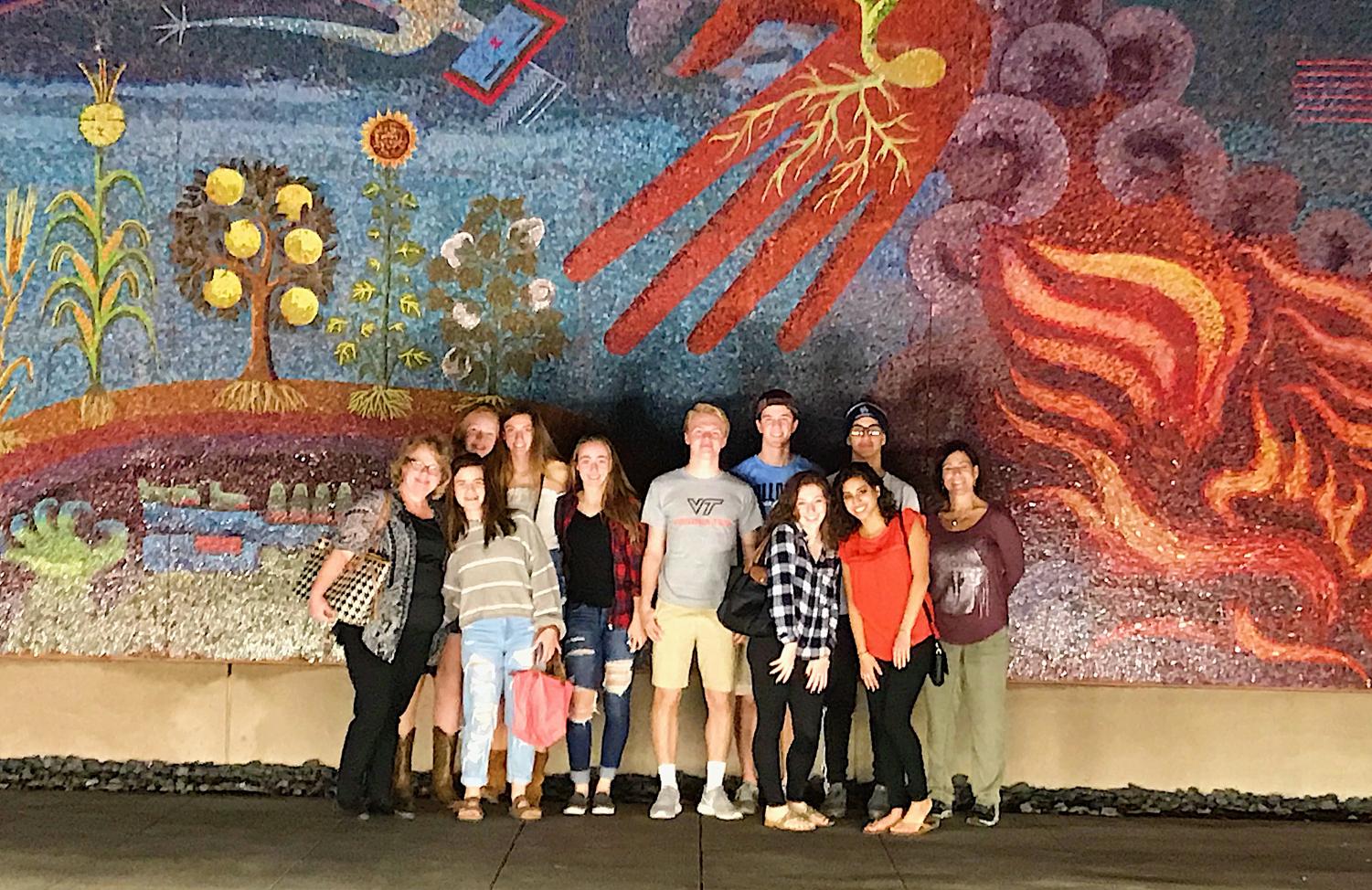 Journalism students and chaperons on the convention trip, tour the city of Dallas including the art district.